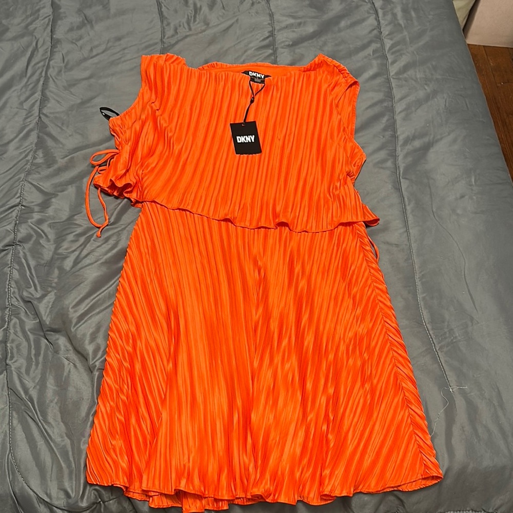 DKNY Bright Orange Layered Dress